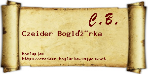 Czeider Boglárka névjegykártya